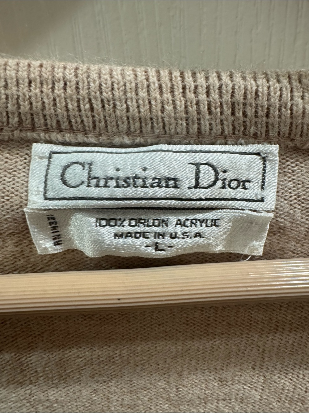 Vintage Christian Dior V-Neck Sweater Size Large Orlon Acrylic